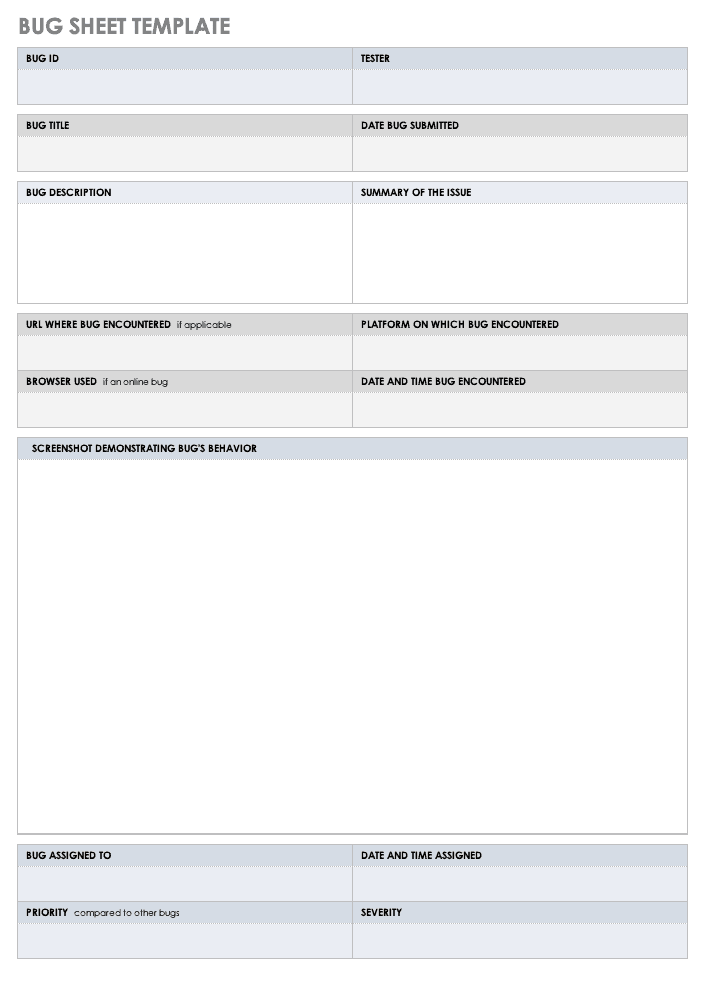 Bug Report Template Xls