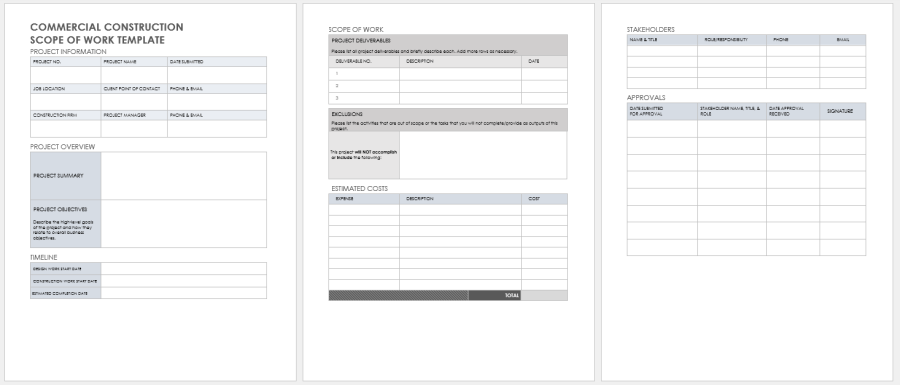 Free Construction Scope of Work Templates | Smartsheet