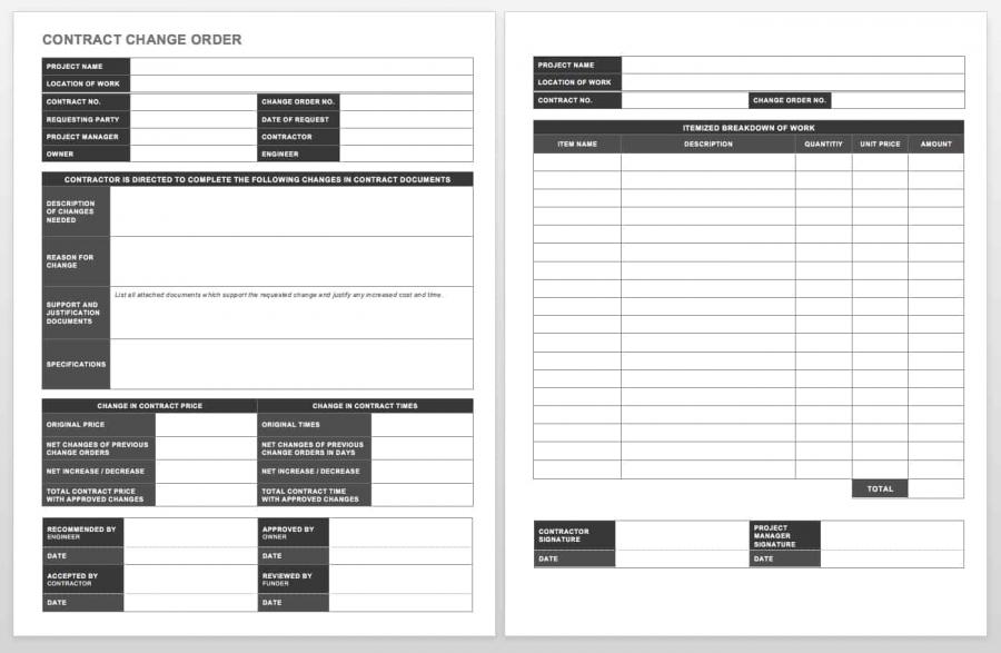 Complete Collection of Free Change Order Forms | Smartsheet