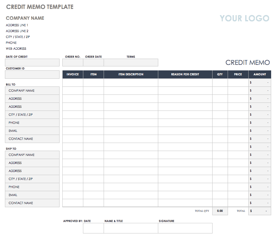 Free Credit and Debit Note Templates Smartsheet