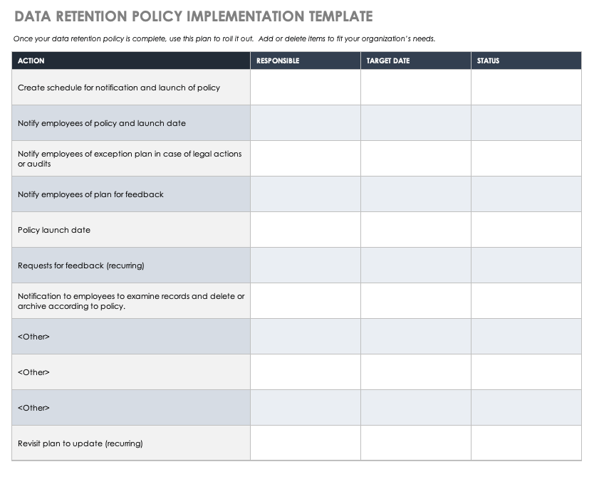 How To Create A Data Retention Policy | Smartsheet