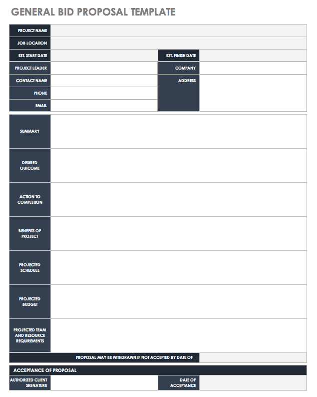 Free Bid Proposal Templates | Smartsheet