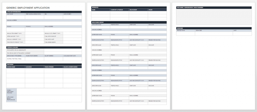 Free Employment Application Templates | Smartsheet