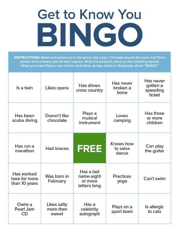 Download "Get to Know You" Bingo. 
