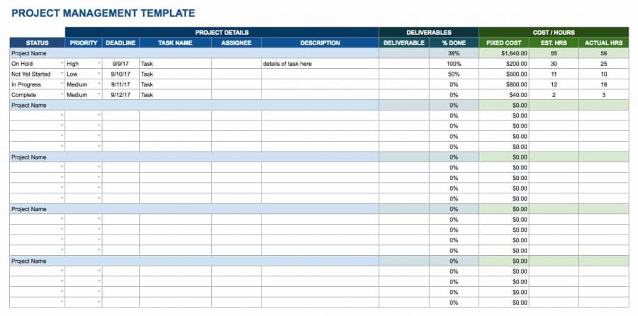 excel project management template on drive google