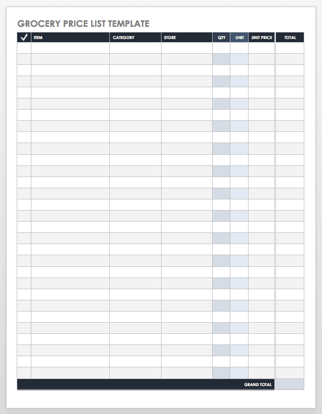 Free Price List Templates Smartsheet