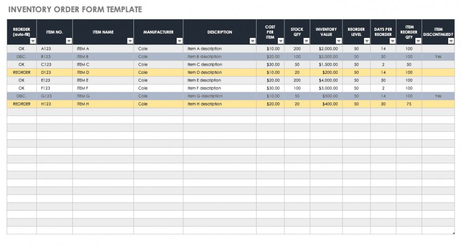 Free Order Form Templates | Smartsheet