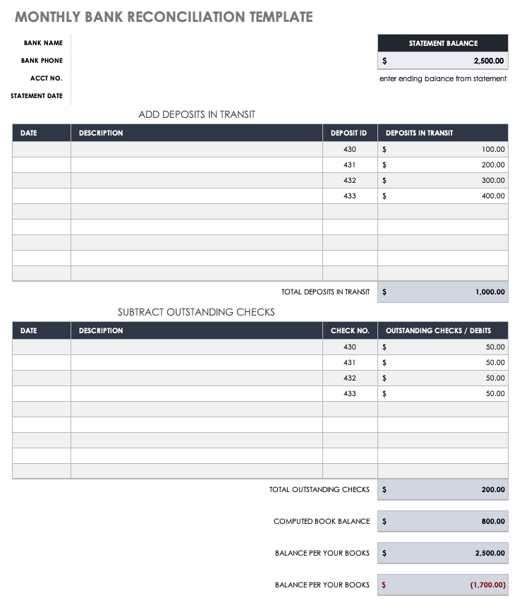 Free Account Reconciliation Templates | Smartsheet