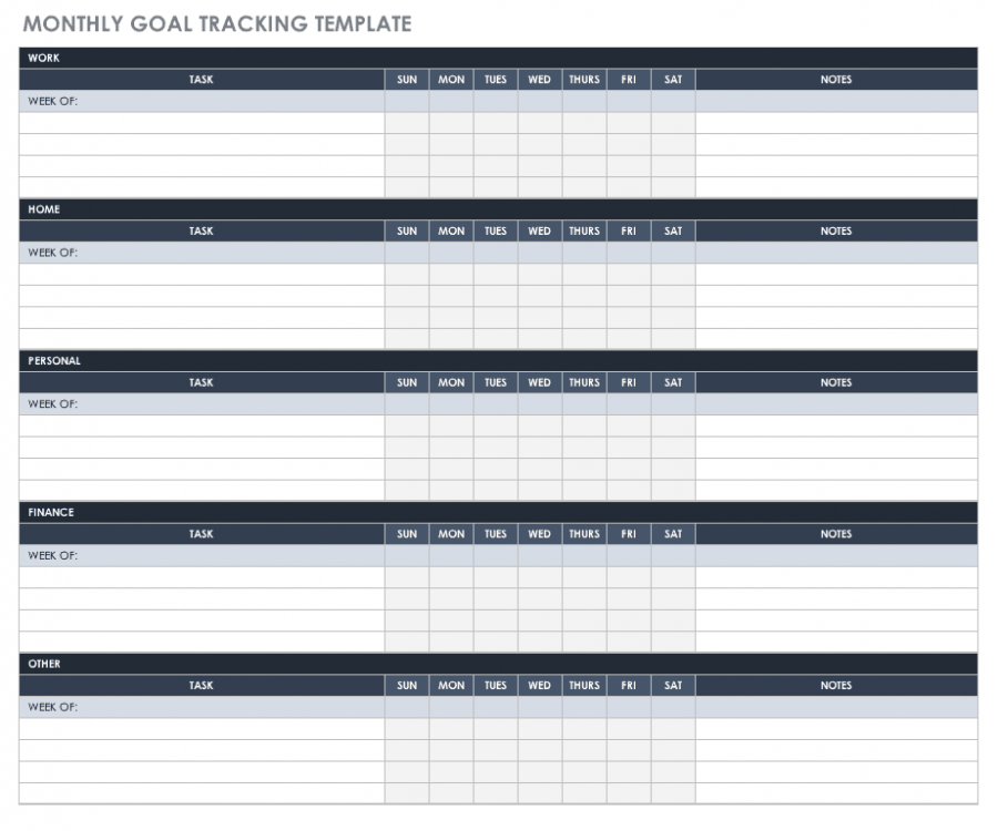 Free Goal Setting and Tracking Templates Smartsheet