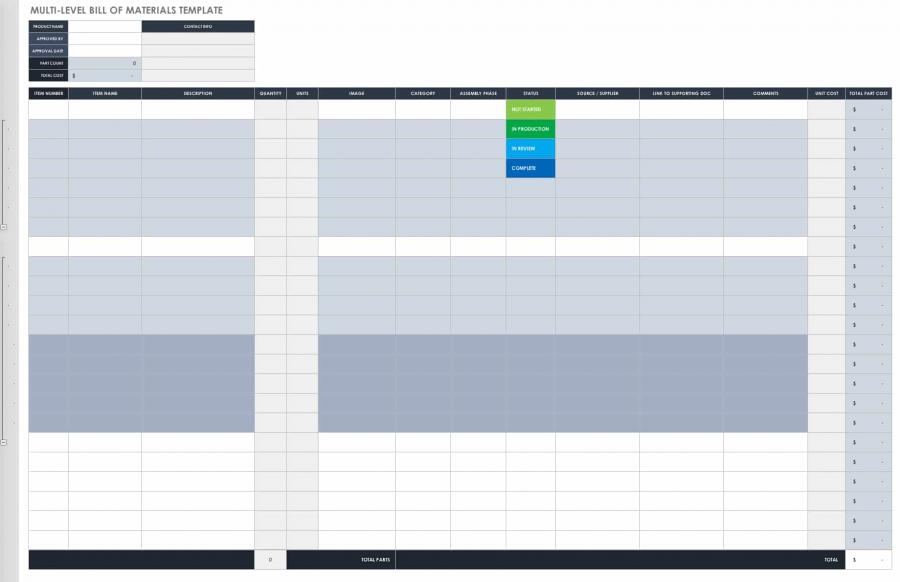 Free Bill of Material Templates | Smartsheet