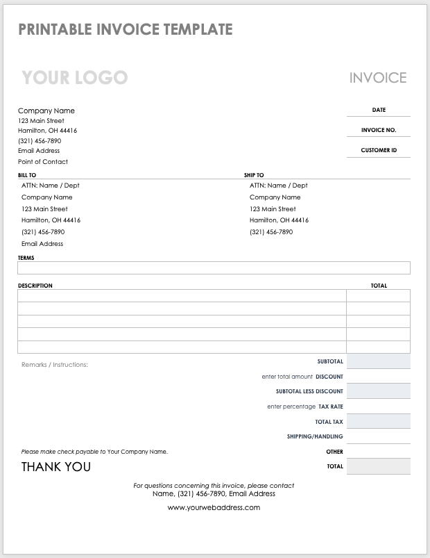 Free Simple Invoice Templates | Smartsheet