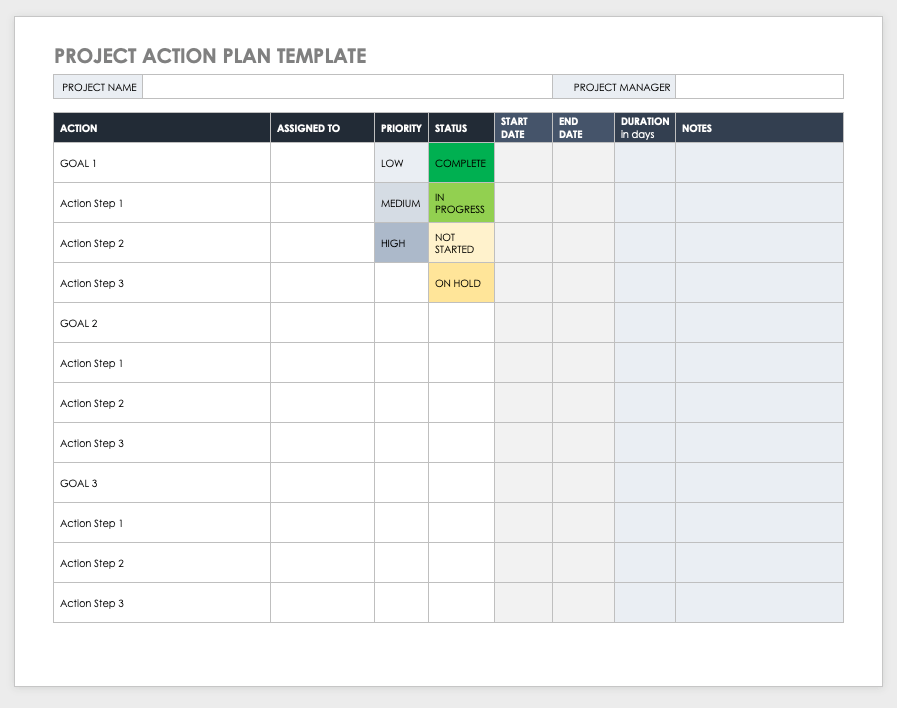 Top Project Plan Templates for Excel | Smartsheet