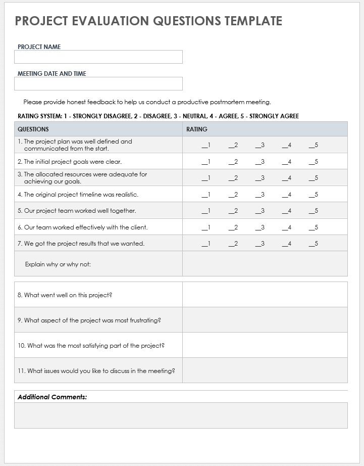 Free Project Evaluation Templates | Smartsheet