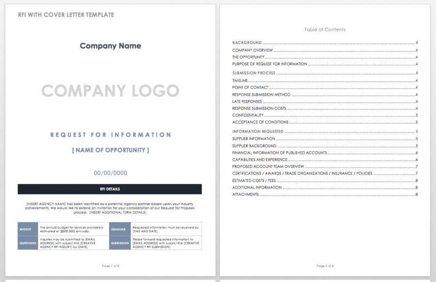 Free Request for Information Templates Smartsheet