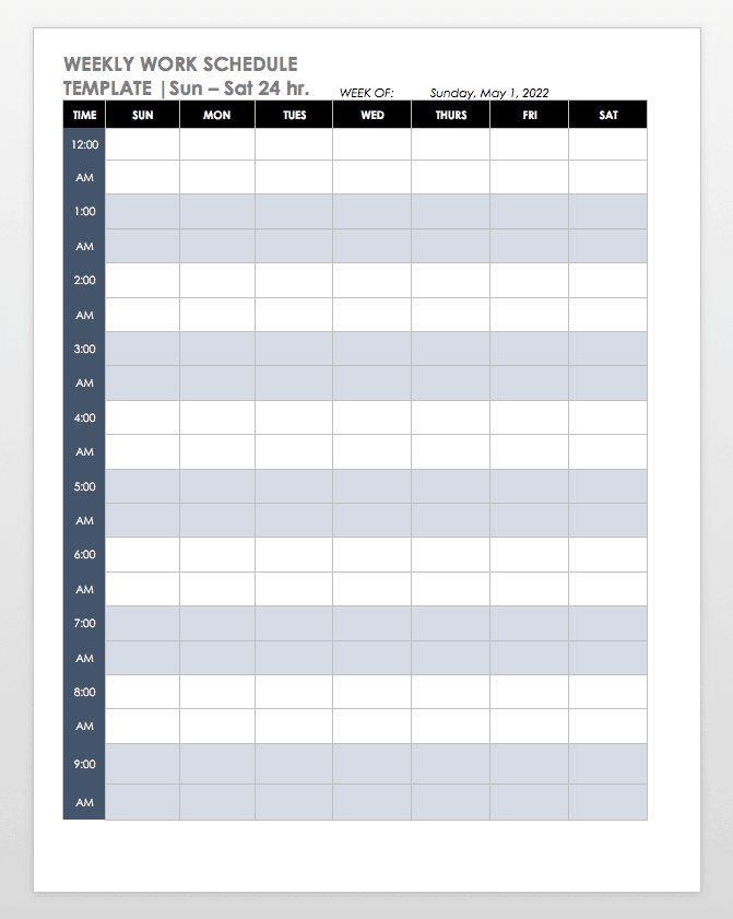 Free Work Schedule Templates for Word and Excel Smartsheet