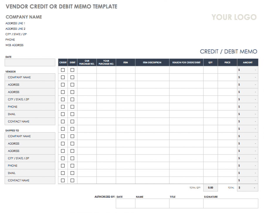 Free Credit and Debit Note Templates | Smartsheet