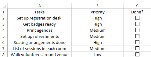 Done list перевод. Составить to do list таблицу excel.