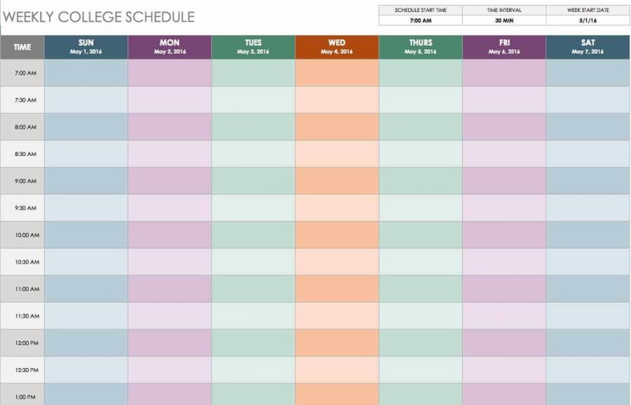 Free Weekly Schedule Templates For Excel - Smartsheet