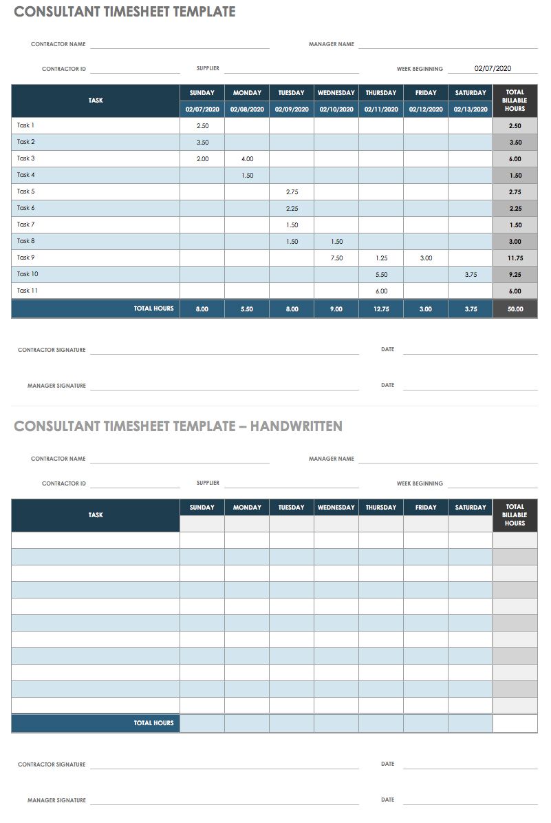 Hourly Timesheet Template Excel