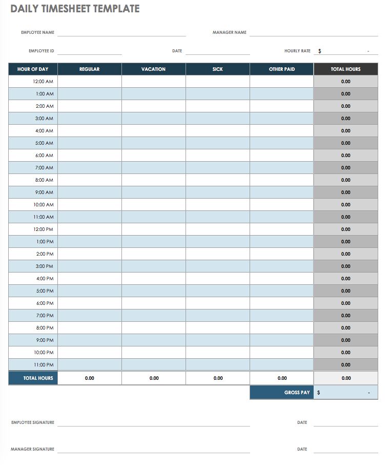 daily timesheet excel template