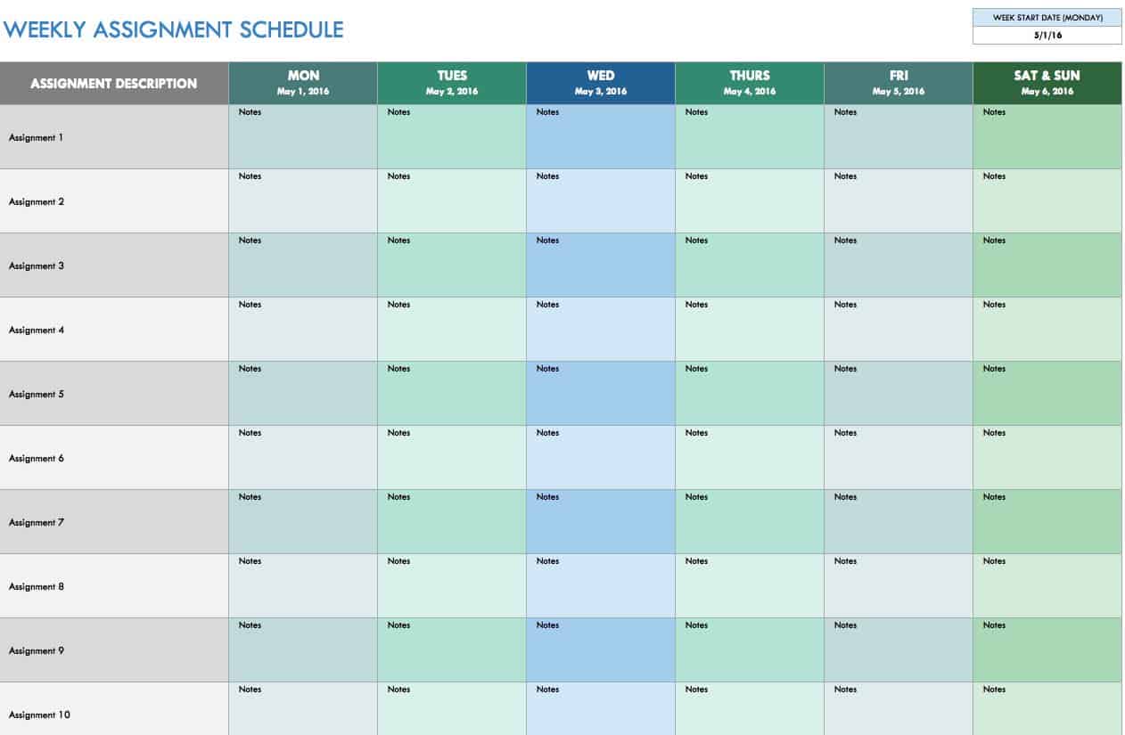 Monthly Schedule Excel Template Database