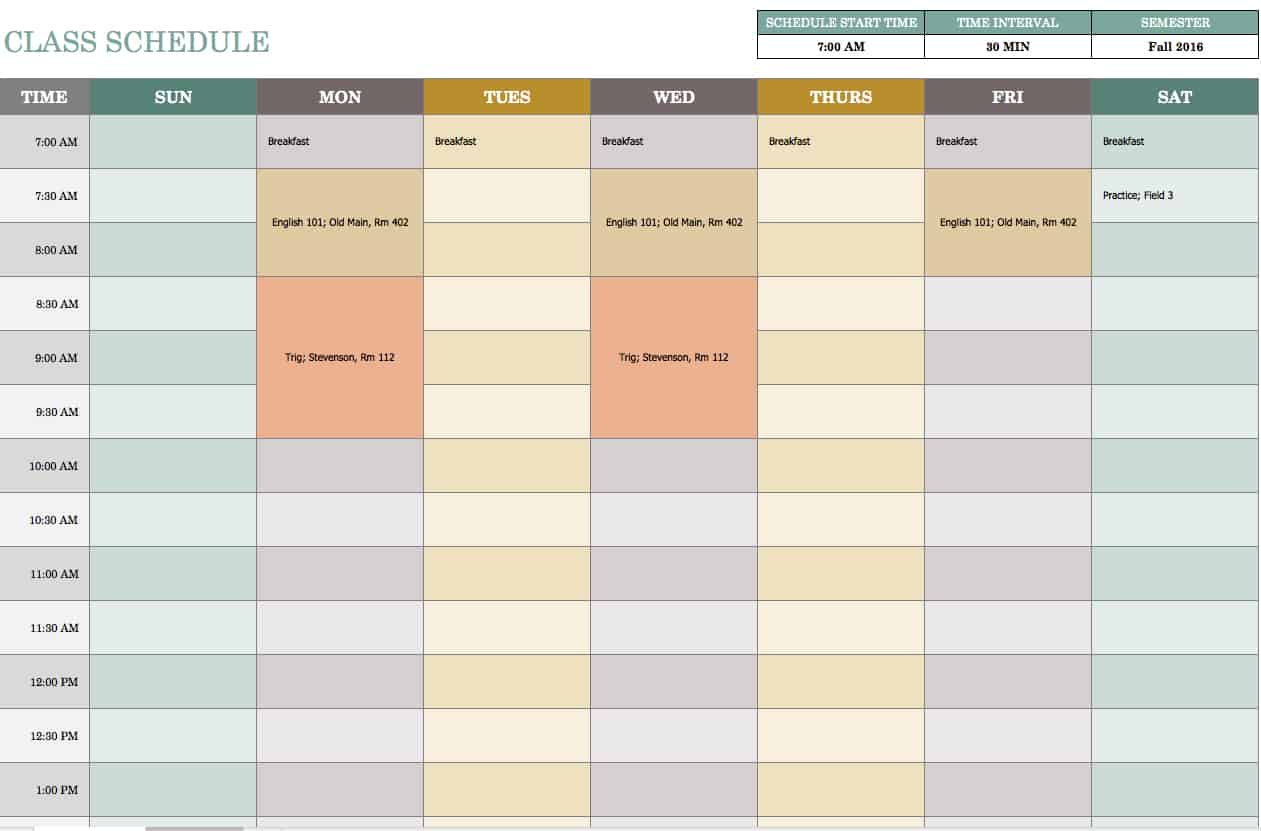 free microsoft excel weekly time schedule template