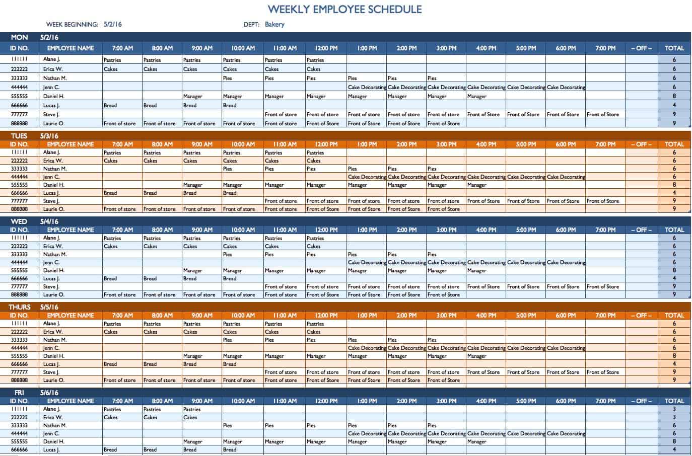 Team Schedule Calendar