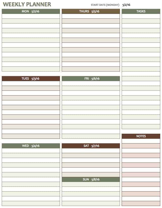 study timetable template excel